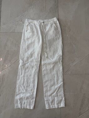 Vince Camuto White Linen Drawstring pants